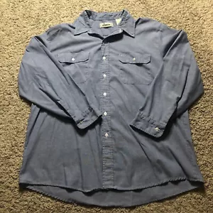 Roebucks Perma Prest Button Up Shirt Vintage 2XL or XXL Rockabilly Light Blue - Picture 1 of 9