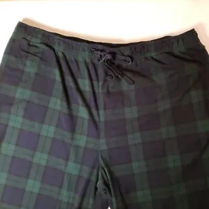 XL Nautica Men's Blue/Green Plaid Pajama Lounge Pants Soft Fleece Preowned - Picture 1 of 6