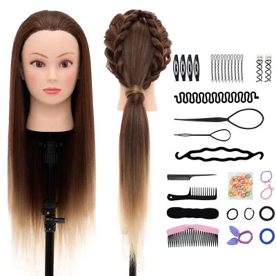 NEVERLAND BEAUTY & HEALTHY 26" Cabezal de Ejercicio Cabezal de Peluquería Peluca Cabeza de Muñeca Entrenamiento Trenza Set