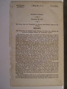 Government Report 1831 Eugene Borell Private Land Claims LA 640 Acres Sheepeck - Picture 1 of 1