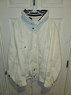 London Fog Men's White Hooded Lined Jacket Size XL Windbreaker Pockets - Image 1 of 4