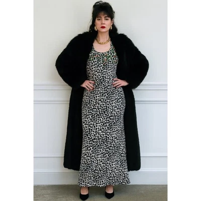 Vestido Vintage Jessica Howard 12 Estampado Animal Seda Sesgado Cuentas Floral Vestido Años 90 Foto 1 de 4