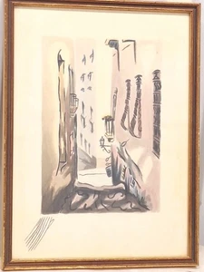 Vintage Original Watercolor 9x12 Painting THE WINDING STREET Framed Signed - Picture 1 of 9