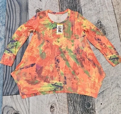 Top túnica Philosophy Sunrise pinceladas manga larga para mujer talla mediana nuevo con etiquetas  Foto 1 de 4