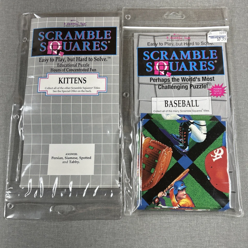 Scramble Squares Lot Of 2 Puzzle Games Baseball & Kittens - Image 1 of 4