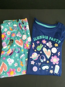 Wonder Nation Mädchen Gr. XS (4/5) Aqua Blau Fleece Hose Schlafanzug Schlummer Party - Bild 1 von 6