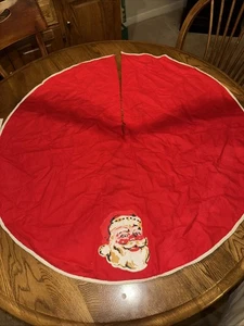 Vintage 1950's Santa 33” Christmas Tree Skirt - Picture 1 of 5
