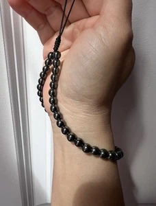 Bracelet d'écrivain en perles de pierre hématite, bracelet de téléphone noir, bracelet portefeuille - Photo 1/3