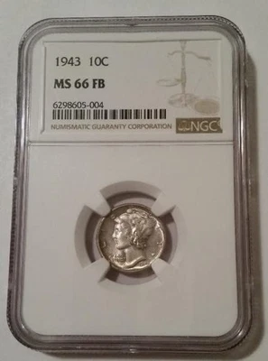 1943 Mercury Dime MS66 FB NGC Toning - Image 1 of 4
