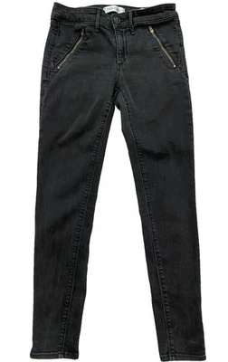 Habitual Amalia Hi Rise Zip Skinny Black Jeans Size 26 Womens Zip Hems USA Made Foto 1 de 4