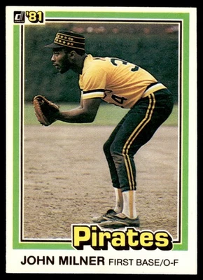 1981 Donruss John Milner Pittsburgh Pirates #377 - Image 1 of 2