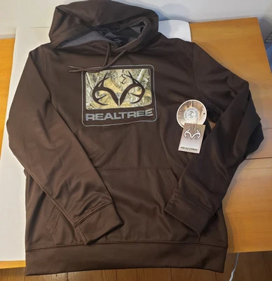 Sudadera con capucha mediana para hombre Realtree By Colosseum marrón chocolate con logotipo en la parte delantera nueva con etiquetas Foto 1 de 4