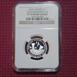 2009 S SILVER 25C NORTHERN MARIANAS STATE QUARTER NGC PF70 ULTRA CAMEO - Picture 1 of 2
