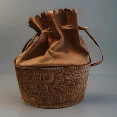 Ручной инструмент кожи Коста-Рика ведро сумочки сумка на шнурке винтажный верблюд цвет - Изображение 1 из 4