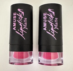 Amuse Matte Lippenstift Menge 2 Hot Pink Farben - Neu Versiegelte Tuben - Bild 1 von 3