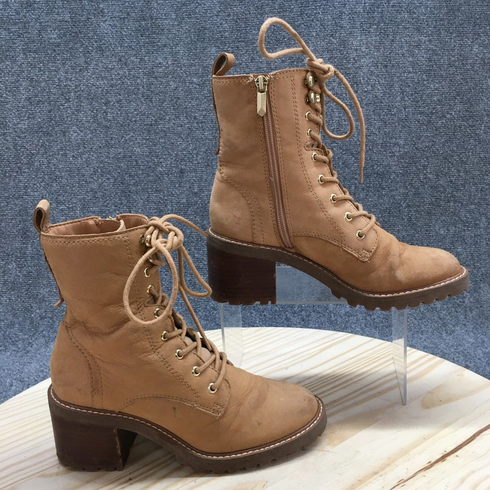 Botas de Combate Crown Vintage para Mujer 7 M Yuliana Marrón Imitación Cuero Tacones con Cordones Foto 1 de 4