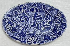 Lamberton Scammell Plate Dish 8 1/8” Oval Blue and White Floral Decorative VTG - Picture 1 of 11