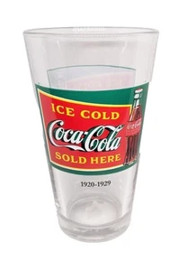 Coca Cola 1920-1929 Ice Cold vendido aquí publicidad 16 OZ Libbey Glass - Imagen 1 de 3