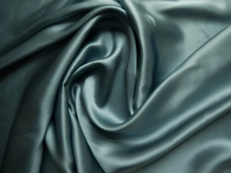 100 % Seide Crepe Satin - stahlgrau, Top Qualität Meterware ca. 114 cm breit - Bild 1 von 1