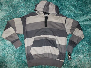 Gray Black stripe long sleeve hoodie hoody sweater Long sleeve hoody sweater SML - Picture 1 of 2