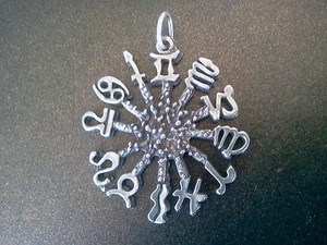 1 RUNE ZODIAC SYMBOLS PEWTER MEDALLION PENDANT ALL NEW. - Picture 1 of 2