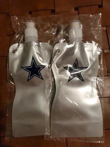2 Dallas Cowboys Dr. Pepper Water Packs With Caribiner Factory Sealed Cover