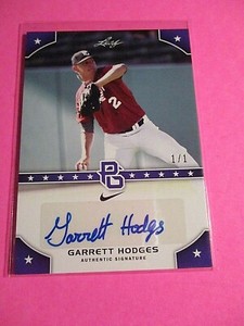 2015 Leaf Perfect Game, National Showcase PG Autograph PURPLE 1/1 Garrett Hodges