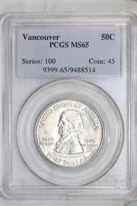 1925 VANCOUVER SILVER COMMEMORATIVE HALF DOLLAR PCGS MS65 - VERY PQ! - Picture 1 of 2