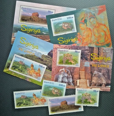 Sri Lanka Unesco Heritage Sigiriya rock Mini Souvenir Sheet Set + 4 Stamps 2023 - Image 1 of 2