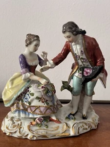 Sitzendorf porcelain Courting Man & Woman figurine. VGC - Picture 1 of 13
