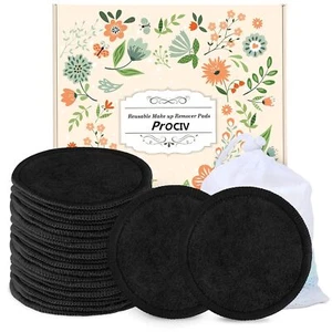 ProCIV Reusable Makeup Remover Pads - 25 Pack Washable Organic Cotton Rounds for - Picture 1 of 1
