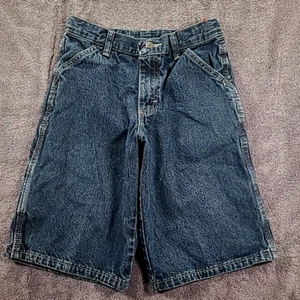 Boys Wrangler Carpenter Denim Shorts Size 12 Regular Dark Wash Adjustable waist - Picture 1 of 5