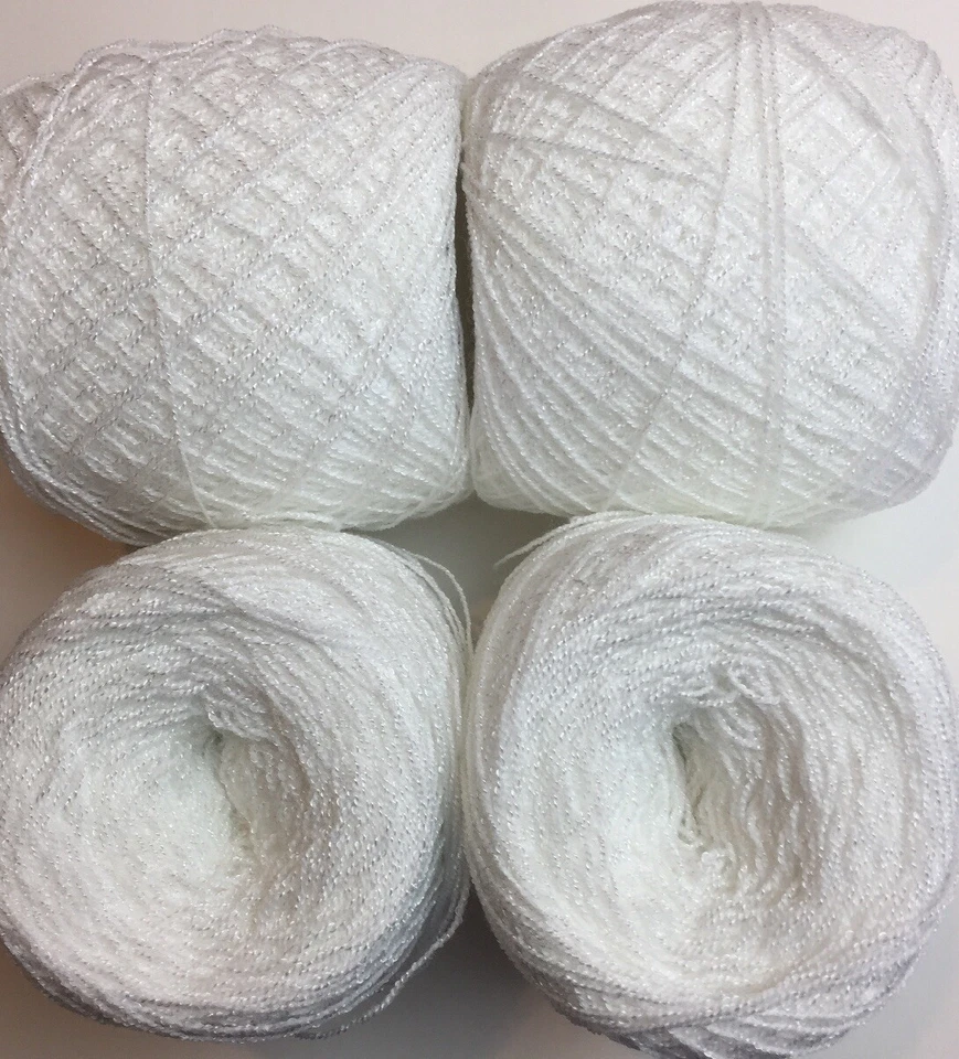 Crystal Lace yarn. Color 01- Acrylic/Rayon. 900 yards per ball. 1 lot of 4. - Image 1 of 4