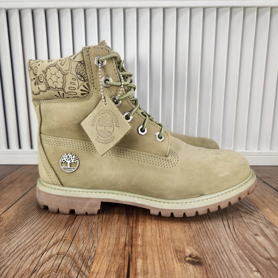 Timberland 6" Premium WP Boot Henna Womens Sz 7.5 Green Insulated Combat Nubuck - Image 1 of 4