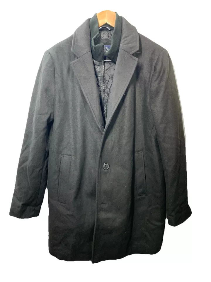 Dockers Men's Henry Wool Blend Top Coat Black Size Large Long Sleeve with Pocket - Image 1 of 4