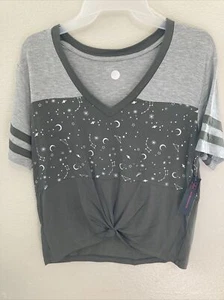 Juniors Womens No Boundaries tee shirt Size XXL 19 Front Tie green gallaxy - Picture 1 of 2