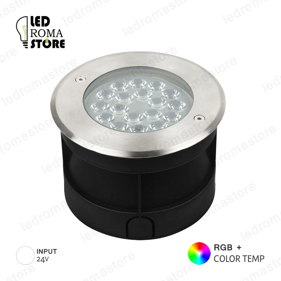 FARETTO DA INCASSO A PAVIMENTO INGROUND LED 9W 24V IP68 RGB+CCT VIA CAVO - Immagine 1 di 1