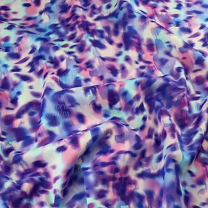 Animal Jersey Fabric - 2 way scuba stretch dress fabric Blue Tie Dye Leopard - Picture 1 of 4