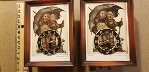 Two vintage Hummel mechanical wall clocks - run Cover