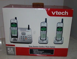 NIB VTech ia5874 5.8 GHz Three Handsets Single Line Cordless Phone Open Box - Picture 1 of 22