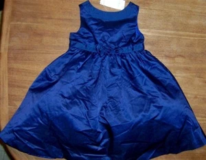 Dress Navy Silky Dressy Gymboree Rosette Wedding Party Girl size 4 New - Picture 1 of 2