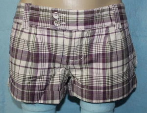 NEW Aeropostale Purple Green Gray Plaid Shorty Shorts Sz 9/10 See Measurements* - Picture 1 of 7
