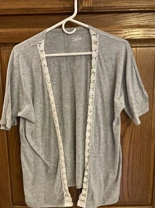 Justice Girl's Gray Sequin and Lace Cardigan Size 18 - Picture 1 of 6