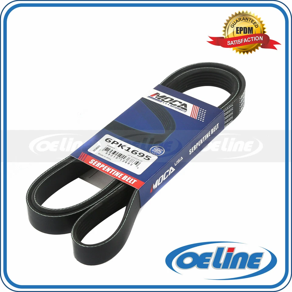 Cinturón Serpentine Fit BMW 328d X3 X5 Hyundai Sonata Ford Mustang EPDM 6PK1695 Foto 1 de 4