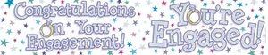 JUMBO GIANT WIDE 8" HAPPY ENGAGEMENT BANNER ENGAGED PARTY 2.7MTR bgc - Picture 1 of 1