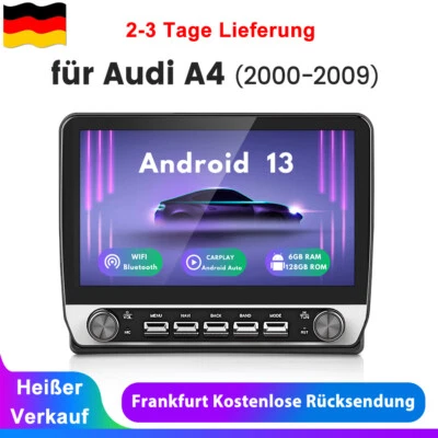 Android14 Carplay Autoradio GPS Nav WIFI BT DAB+ 128G Für Audi A4 S4 RS4 00-2009 - Bild 1 von 4