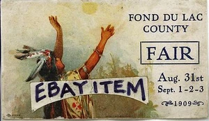 1909 FOND DU LAC COUNTY FAIR Wisconsin TINTA BLOTTER Hayes Litho Buffalo Nueva York - Imagen 1 de 1