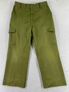 VINTAGE Boy Scouts Pants Adult 29 Green Official Uniform Twill Cargo 29x24 READ - Picture 1 of 15