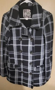 Billabong Cotton Blend Plaid Pea Coat/Jacket Women's size Medium - Picture 1 of 9
