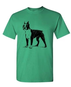 BOSTON TERRIER - vintage hipster style - Cotton Unisex T-Shirt - Picture 1 of 8